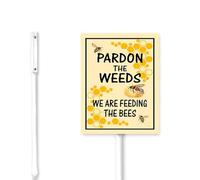 Geroclonup(20x30) Pardon Our Weeds We Are Feeding The Bees Yard Sign With Metal Stake For Garden Gardening Farm Decor Save The Bumble Bee Lawn Sign Stand Tin Outdoor Sunflowers Decorations