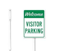 Geroclonup (20x30) Welcome Visitor Parking Yard Sign with Stakes Rustproof Aluminum Outside Guest Parking Lawn Signs Stand for Home Parking Lot Garage Decorations Outdoor