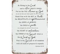 Geroclonup 20x30cm Aluminium Sign Vintage Metal Tin Signs Armor of God Scripture Ephesians 6:10-18:00 Wall Art for Pub Bar Kitchen Garden Bathroom Home Decor