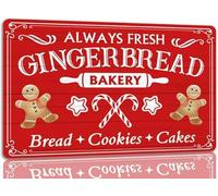 Geroclonup 20x30cm Christmas Wall Decor Aluminium Sign Always Fresh Gingerbread Bakery Tin Sign Funny Christmas Metal Signs Retro Santa Sign Christmas Wall Art Decor For Home Cafe Shop