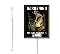 Geroclonup 20x30cm Garden Sign Gardening Because Murder Is Wrong Sign with Stake Rustproof Outdoor Aluminum Sign Outdoor Yard Decorations Supplies for Home Garden Lawn