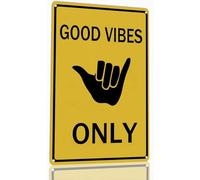 Geroclonup 20x30cm Good Vibes Only Sign Beach Room Decor Surfboard Wall Decor Pool Decor Surfer Dude Funny Tin Road Signs