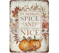 Geroclonup 20x30cm Pumpkin Spice & Everything Nice Sign Pumpkin Wall Art Vintage Metal Signs Metal Tin Sign Vintage Wall Decor Tin Sign Funny Wall Decor For Home