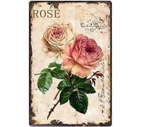 Geroclonup -20x30cm Retro Metal Tin Sign Garden Flower Metal Tin Sign,Beautiful Rose,Farmhouse Sign Country Farm Kitchen Wall Home Garden Decor Art Signs Garage Decoration