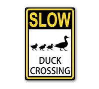 Geroclonup 20x30cm Slow Down Sign Warning Sign Slow Duck Crossing Sign Aluminum Sign Rust Free Aluminum Wall Decor Metal Plaque Sign for Indoor Outdoor
