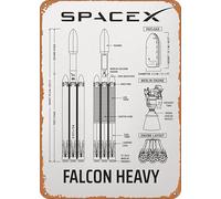 Geroclonup -20x30cm SpaceX Falcon Heavy Blueprint Poster Personalized Signs Wall Decor Great Gift for Space Fans