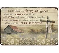 Geroclonup 20x30cm Vintage Metal Tin Sign All Because Of The Old Rugged Cross God Rustic Wall Decor For Home Bedroom Bar Cafe Club