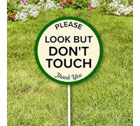 Geroclonup (23x23) Please Look But Not Touch The FLower Plants Yard Sign with Stakes Round Rustproof Aluminum Keep Off Lawn Signs Stand for Home Garden Decorations Outdoor
