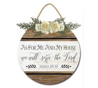 Geroclonup 28 CM As For Me and My House We Will Serve The Lord Sign for Front Door Porch Wooden Rustic Bible Verse Sign Wall Decor for Home Christian Bedroom Decorations