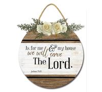 Geroclonup 28 CM As For Me and My House We Will Serve The Lord Sign for Front Door Porch Wooden Rustic Bible Verse Sign Wall Decor for Home Christian Bedroom Decorations