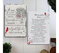 Geroclonup 2Pcs Metal Sign Memorial Gifts for Loss of Mother, Father, Husband, Sympathy Bereavement Gifts for Loss of Loved One, Mother, Father, Funeral Decorations Memorial Decor 20x30cm