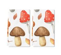 Geroclonup 2Pcs Vintage Mushroom Kitchen Towels 40x60cms Mushroom Tea Towels Absorbent Farmhouse Dishcloths Drying Baking Cooking Tea Towel for Kitchen Bathroom Cleaning Wipes
