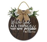 Geroclonup 30cm with God All Things are Possible Sign Wall Hanging Decoration Wooden Wall Decor Religious Scripture Wreaths Wooden Decoration Plaque for Home