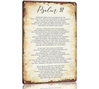 Geroclonup 30x40cm Aluminium Psalm 91 Wall Art Scripture Bible Verse Wall Decor Metal Sign Christian Religious Sign for Home Office Inspirational Quotes for Living Room Church Wall Decoration