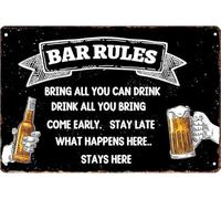 Geroclonup 30x40cm - Bar Rules Sign Metal Tin Sign Home Bar Signs for Man Cave Coffee Home Vintage Wall Decor