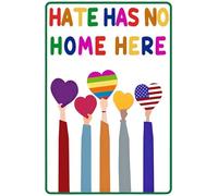 Geroclonup 30x40cm Hate Has No Home Here Sign Rustproof Aluminum Metal Sign Outdoor Decorations Yard Supplies for Home Garden Lawn