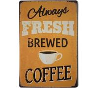 Geroclonup 30x40cm Metal Sign Coffee Bar Sign Fresh Brewed Coffee Sign Retro Vintage Tin Sign