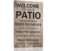 Geroclonup 30x40cm Patio Signs Welcome To Our Patio Outdoor Sign Funny Patio Decor Welcome To Our Patio Where We Relax Metal Tin Signs Backyard Wall Decor