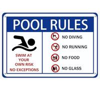 Geroclonup 30x40cm - Pool Rules Metal Tin Sign Outdoor Pool Warning Signs Home Wall Decor for Swimming Pool Swim At Your Own Risk Signs