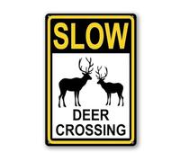Geroclonup 30x40cm Slow Down Sign Warning Sign Slow Deer Crossing Sign Aluminum Sign Rust Free Aluminum Wall Decor Metal Plaque Sign for Indoor Outdoor