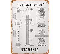 Geroclonup -30x40cm SpaceX Starship Blueprint Poster Personalized Signs Wall Decor Great Gift For Space Fans