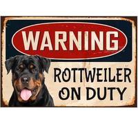 Geroclonup -30x40cm Warning Rottweiler on Duty Metal Tin Sign Warning Sign Safety Sign for Home Outdoor Garden