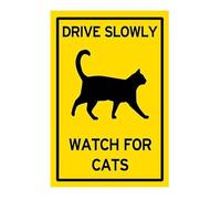 Geroclonup (40X30) IN Drive Slowly Watch For Cats Aluminum Signs Rustproof Metal Wall Decor For Home Neighborhood Business Outdoor Use Sign