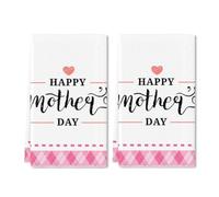 Geroclonup (40x60 CM Happy Mother 's Day Kitchen Towels for Spring Summer Buffalo Plaid Kitchen Dish Towels Hand Tea Towels Cloths For Home Decor Mother Women Gifts Mother's Day Decorations 2 Pcs