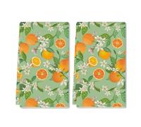 Geroclonup(40x60 CM Orange Flowers Fresh Fruits Dish Cloths Decorative Kitchen Towels Hand Tea Towels Washcloths for Home Decor Mother Mom Gifts Mother's Day Decorations Set of 2