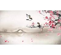 Geroclonup 5D Full Drill Diamond Painting Japanese Cherry Blossom Scenery Kits for Adults Paint by Numbers DIY Gem Art Craft for Kids Gift Wall Decor, 12 x 21 inches