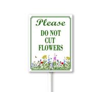Geroclonup 7x8.8 Inch Please Do Not Cut Flowers Aluminum Lawn Sign Stand Yard Sign With Metal Stakes Kit Outside Garden Grass Farm Signs Outdoor Decorations