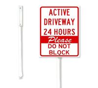 Geroclonup Active Driveway 24 Hours Please Do Not Block Yard Sign with Metal Stake 17.5x22cm Sturdy Rust Free Fade Resistant Aluminum No Parking Sign for Home Lawn Outdoor Use