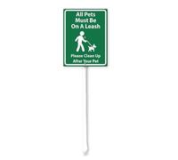 Geroclonup All Pets Must Be On A Leash Please Clean Up After Your Pet Yard Sign with Stake, 17.5X22cm Sturdy Aluminum Sign for Yard Garden Lawn Outdoor Easy Install Resistant,Outdoor Use