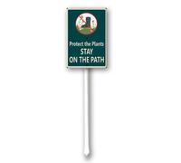 Geroclonup Aluminum Yard Signs Protect The Plants Stay On The Path Garden Sign with Stakes Weatherproof Street Sign for Outdoor Road Farm House Yard Lawn Decor 4.6x6Inch
