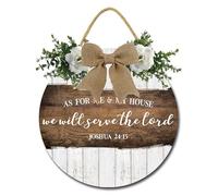 Geroclonup As For Me And My House We Will Serve The Lord Hanging Sign Rustic Wooden Wall Decoration Bible Verse Sign Wall Sign for Home Porch Door Wall 30cm