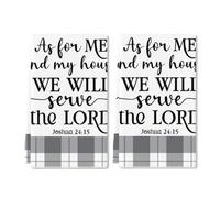 Geroclonup As For Me and My House We Will Serve The Lord Kitchen Towel Bible Verse Dish Towel Microfiber Christian Tea Towel for Home Birthday Kitchen Cooking Baking 40x60cm Set of 2
