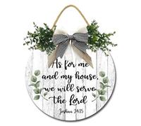 Geroclonup As for Me and My House We Will Serve the Lord Sign Bible Verse Sign Christian Wall Art Wood Plaque Rustic Family Signs Country Farmhouse Wall Decor for Dining Room Living Room 30cm