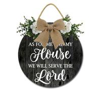 Geroclonup As for Me and My House We Will Serve The Lord Sign Rustic Hanging Wood Wall Decor Bible Verse Art Religious Sign Farmhouse Wooden Plaque for Bedroom Home Office 30cm
