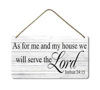 Geroclonup As for Me and My House We Will Serve the Lord Wood Sign Scripture Wall Decor 15x30cm Rustic Wooden Farmhouse Porch Decor Hanging Plaque Decorations for Door Home Housewarming Gift Holiday