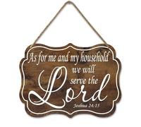 Geroclonup As for Me and My House Will Serve the Lord Sign Bible Verses Wall Decor Scripture Wall Art Religious Inspirational Wood Sign for Bedroom Prayer Church Christian Gifts 20x28cm