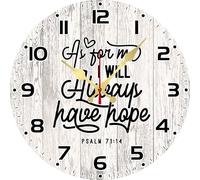 Geroclonup As For Me I Will Always Have Hope Wall Clock 25cm Large Number Display Battery Operated Silent Non Ticking Bible Christian Clocks for Kitchen, Living Room, Bedroom, Bathroom