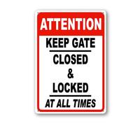 Geroclonup Attention Keep Gate Closed and Locked At All Times Sign 8x12inch Waterproof Sturdy Rust Aluminum Sign Yard Signs Decor for Outdoor Use
