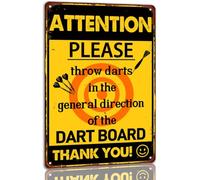 Geroclonup Attention! Please Throw Darts In The General Direction Of The Dart Board Thank You Tin Sign Man Cave Bar Wall Decor Metal Signs-Size:20x30cm