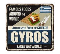 Geroclonup Authentic Food Of Greece Gyros Metal Tin Sign Retro Wall Decor Tin Signs for Home Bar Coffee 12x12 Inches