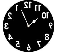 Geroclonup Backwards Reverse Wall Clock Unusual Numbers Counter Clockwise Silent Non Ticking Funny Wooden Clocks Decorative Battery Operated for Bedroom Kitchen Living Room 25cm