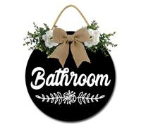 Geroclonup Bathroom Front Door Sign Funny Bathroom Signs Bathroom Wall Art Round Wood Farmhouse Bathroom Decor Hanging Signs for Bathroom Laundry 28cm