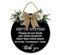 Geroclonup Bathroom Wood Sign Toilet Rule Wooden Plaque Hanging Wall Art Septic System Bathroom Sign Round Rustic Wood Wreaths Wall Decor for Home Farmhouse Restroom Toilet 28cm