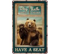 Geroclonup Bear Sign Decor Vintage Metal Tin Sign Retro Bear Sign Plaque Metal Poster Wall Decor Art Hanging Iron Painting for Rustic Farmhouse Garden Market Decoration Gift 20x30cm