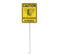 Geroclonup Bee Yard Sign Bee Pollination in Progress Sign with Stake 17.5x22cm Funny Yard Sign Sturdy Aluminum Yard Sign Rust Free Yard Sign Fade Resistant Lawn Sign for Outdoor Use