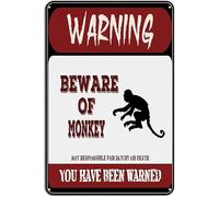 Geroclonup Beware of Monkey Metal Tin Sign Vintage Bar Man Cave Patio Wall Decoration 20x30cm/Tin Sign Outdoor